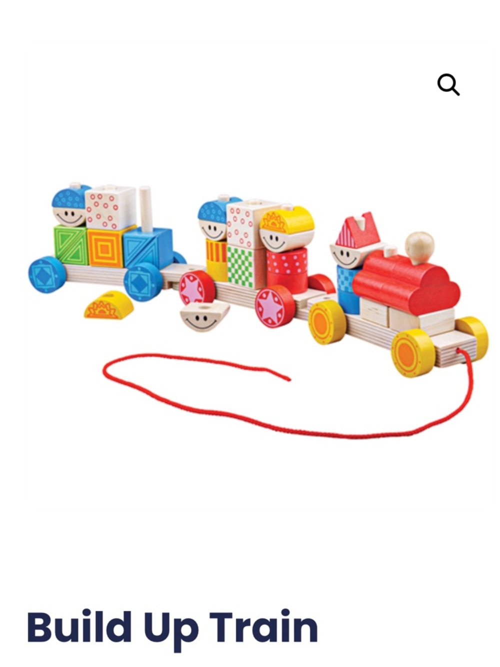 Multicolor Wooden Build-Up Pull Train - Stacking Block Set